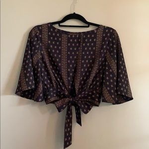 Flutter Sleeve Tie Back Blouse